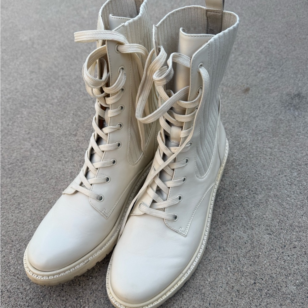Sam Edelman Cream Lace-Up Women's Boots
